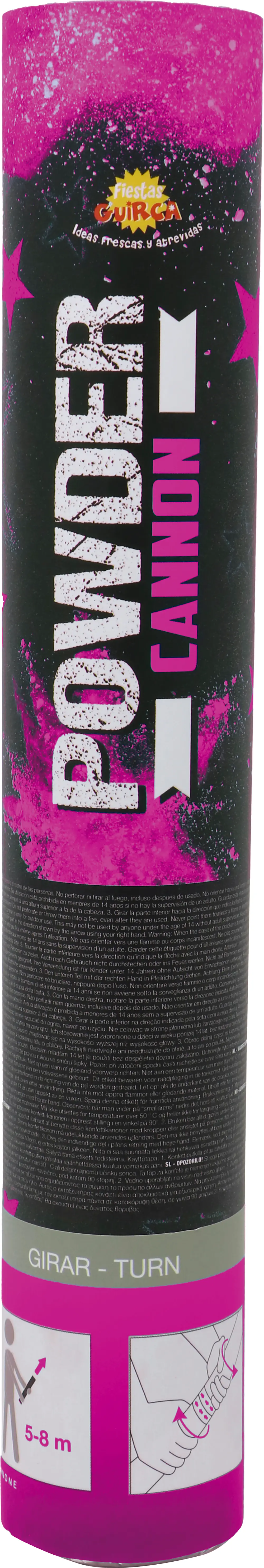 Kanon, 30 cm, med 30 g fuchsia pulver