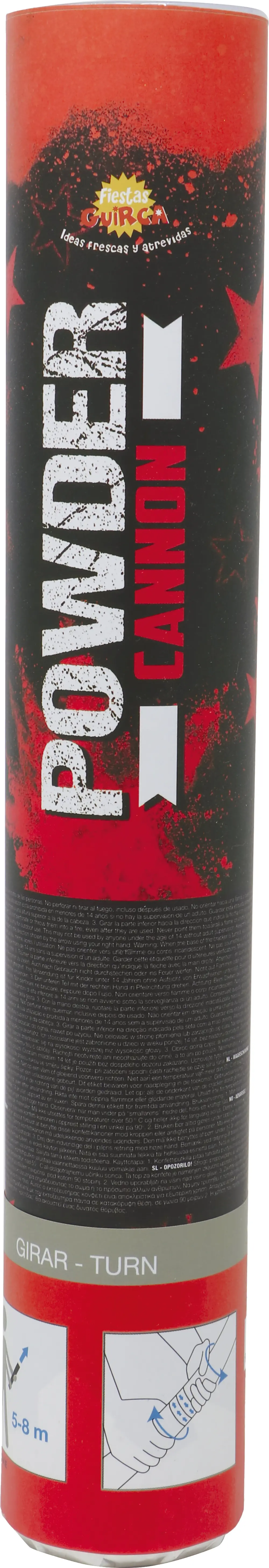 Kanon, 30 cm, med 30 g rødt pulver