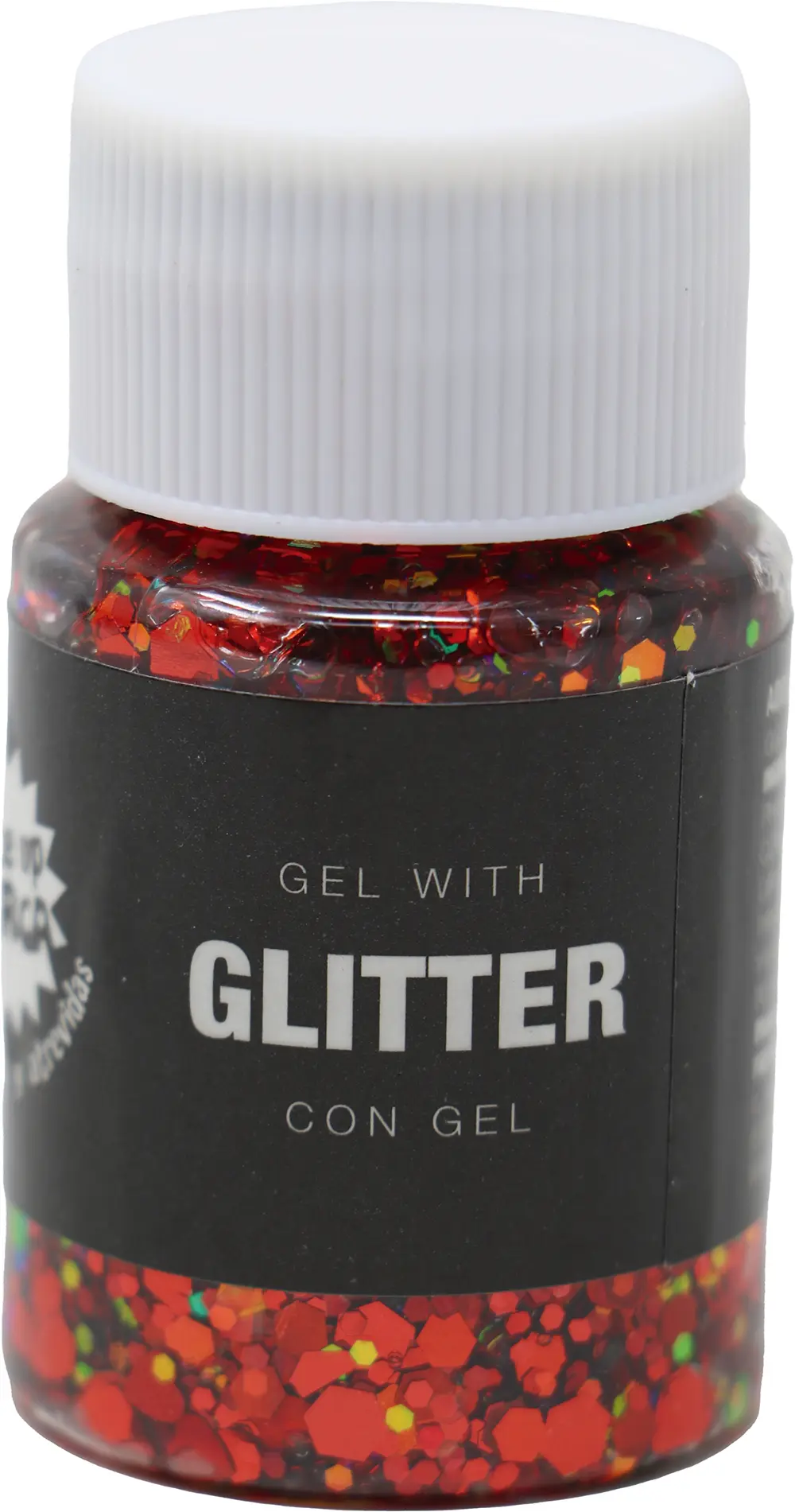 Bøtte med rød glimmergel, 20 g