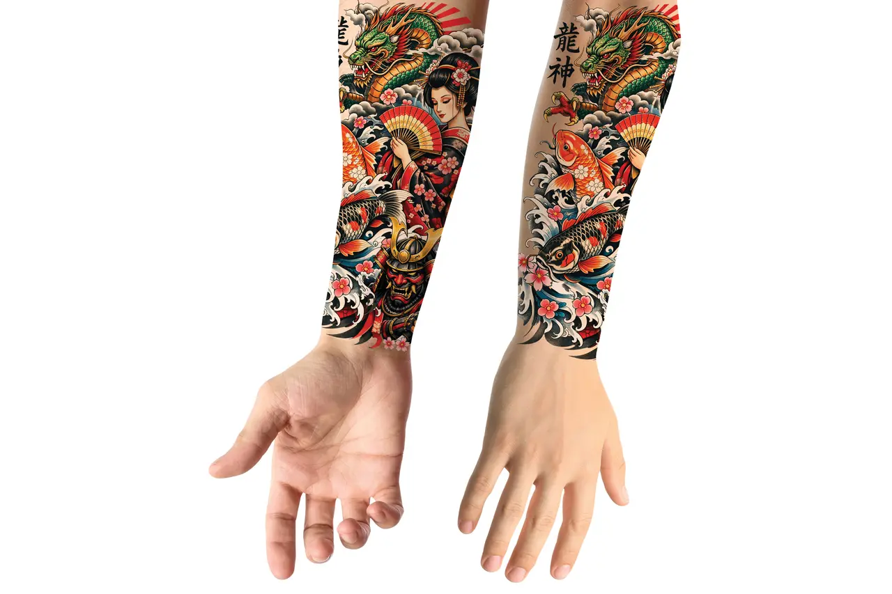 Geisha-tatovering, 14 × 30 cm