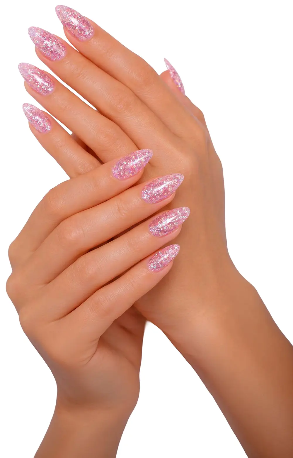 24 lange glimmernegle, pink
