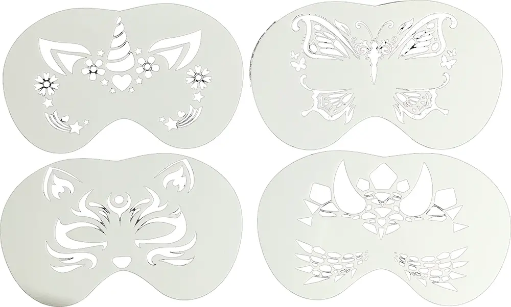 4 assorterede sminkeskabeloner, 5 × 13,5 cm, PVC