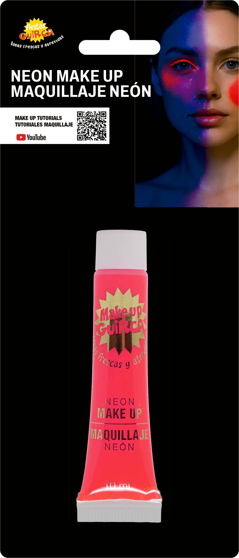 Neonrød sminke i tube, 10 ml