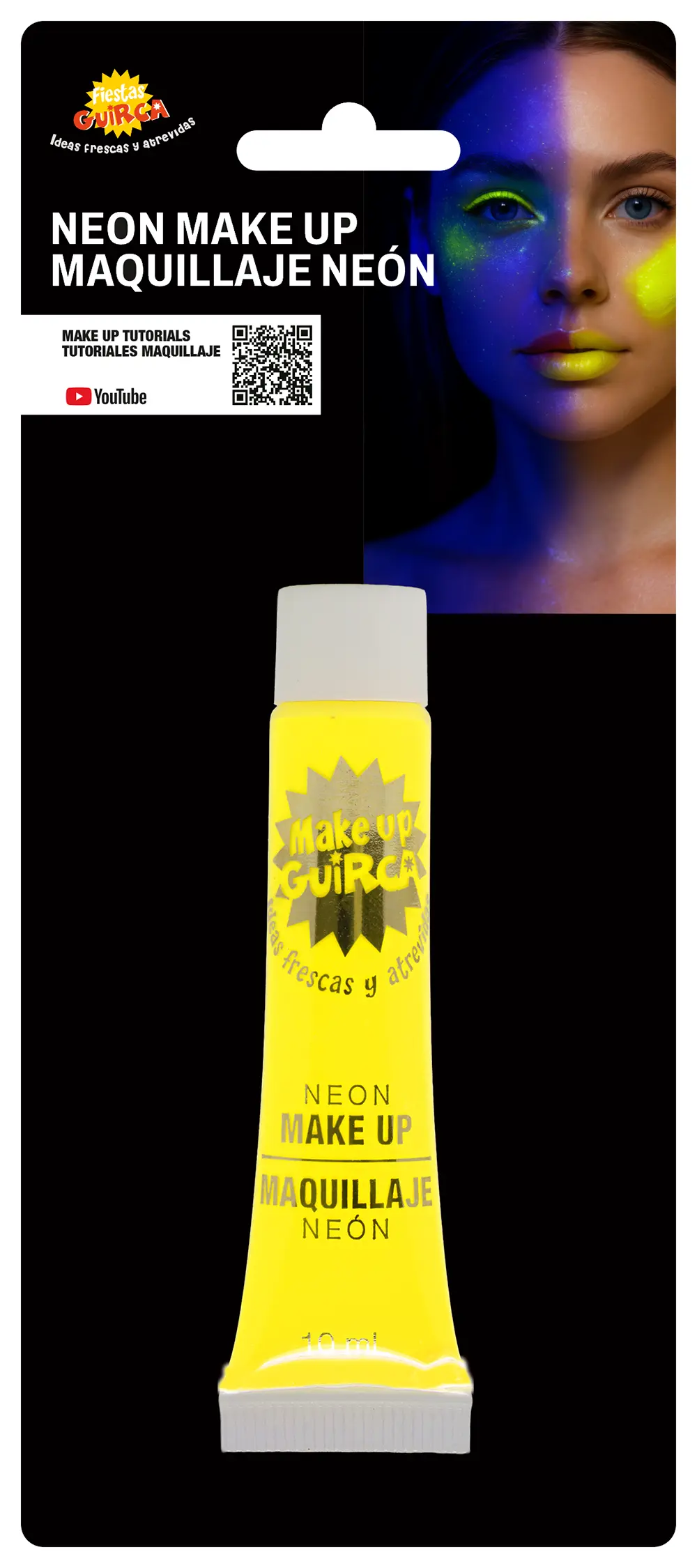 Neongul sminke i tube, 10 ml