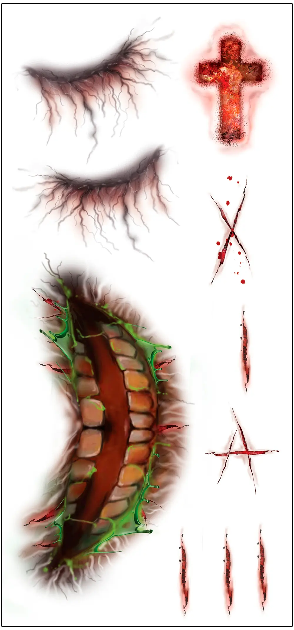 Zombie-ansigtstatoveringer 30 × 13 cm