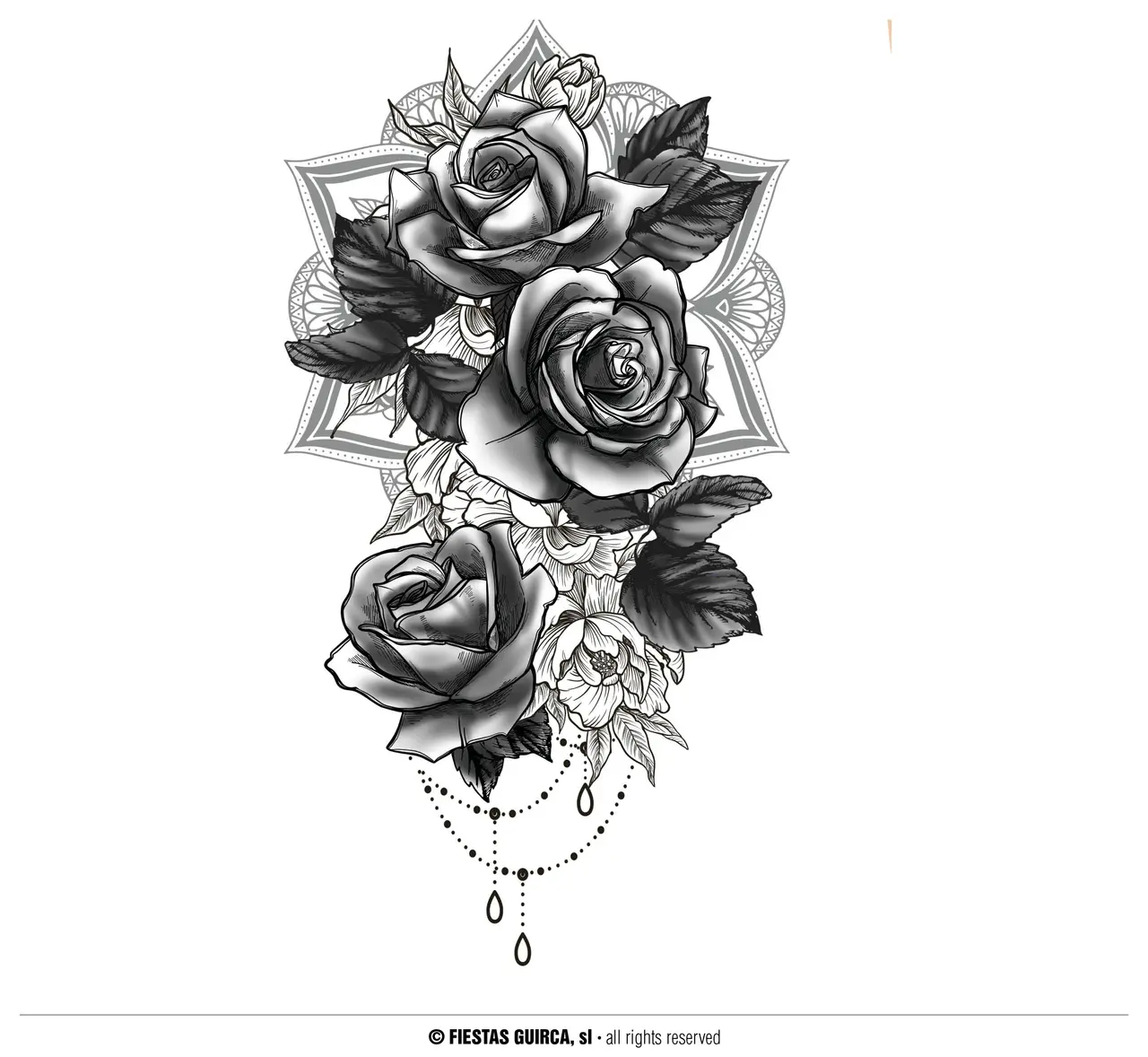 Tatovering med roser, 14 × 30 cm