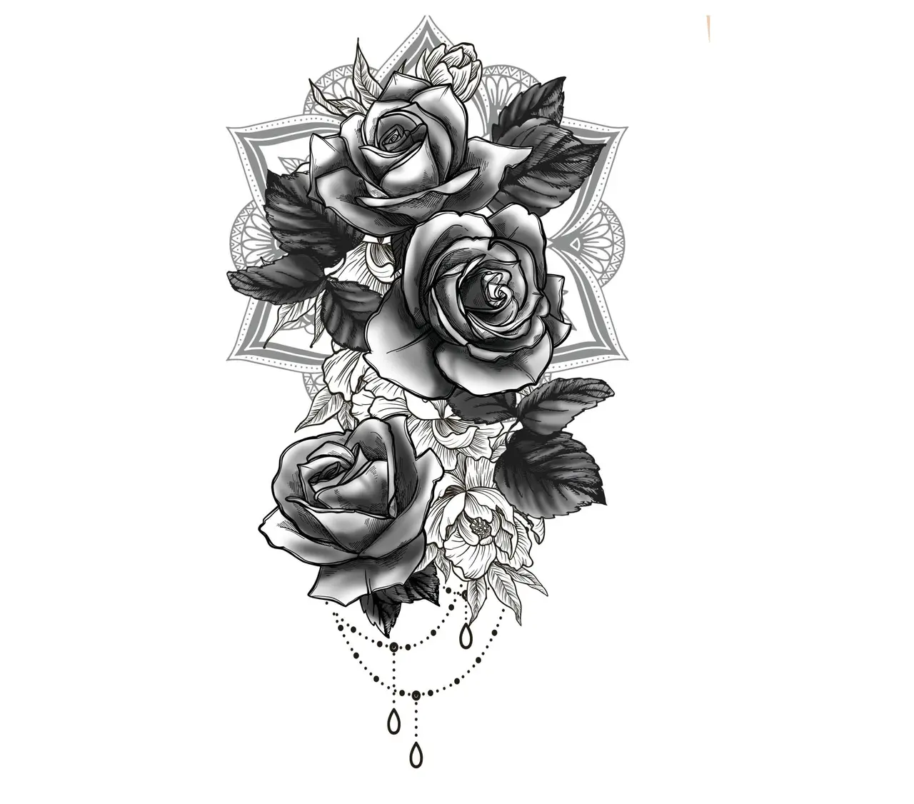 Tatovering med roser, 14 × 30 cm