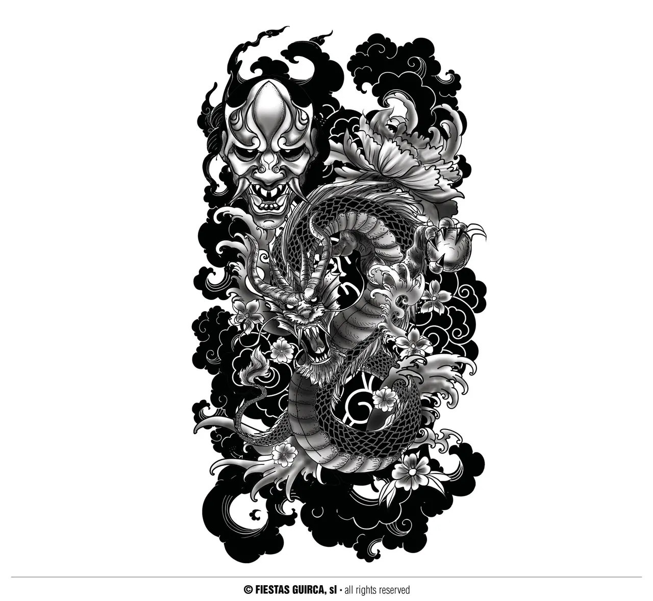 Dragetatovering, 14 × 30 cm