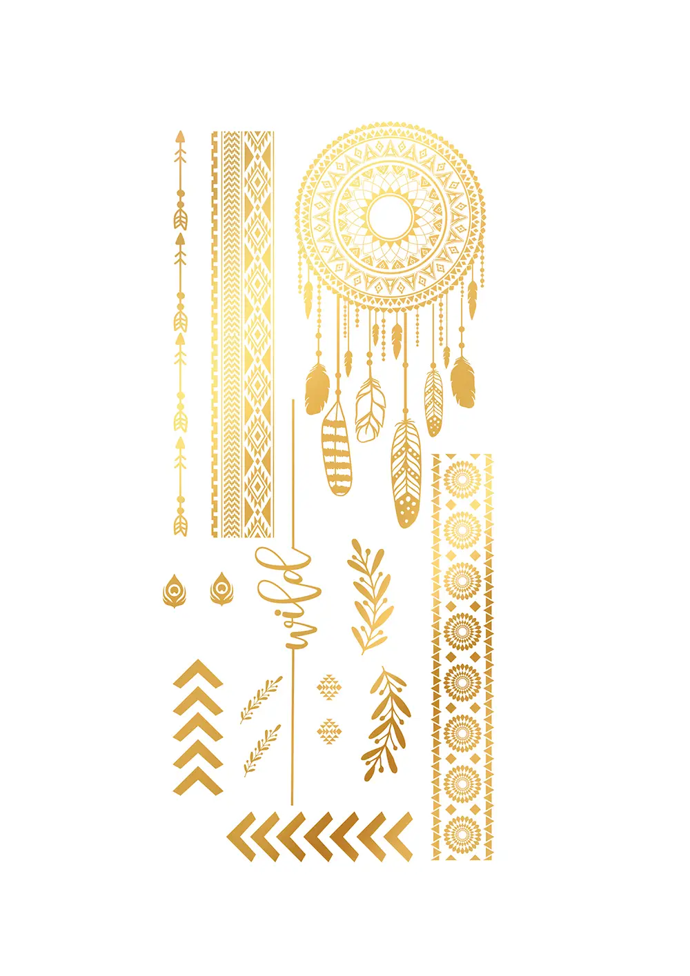Hippie-guldtatovering, 14 × 30 cm
