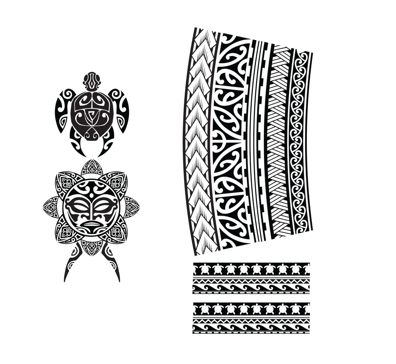 Maori-tatoveringer, skildpadde, 14 × 30 cm