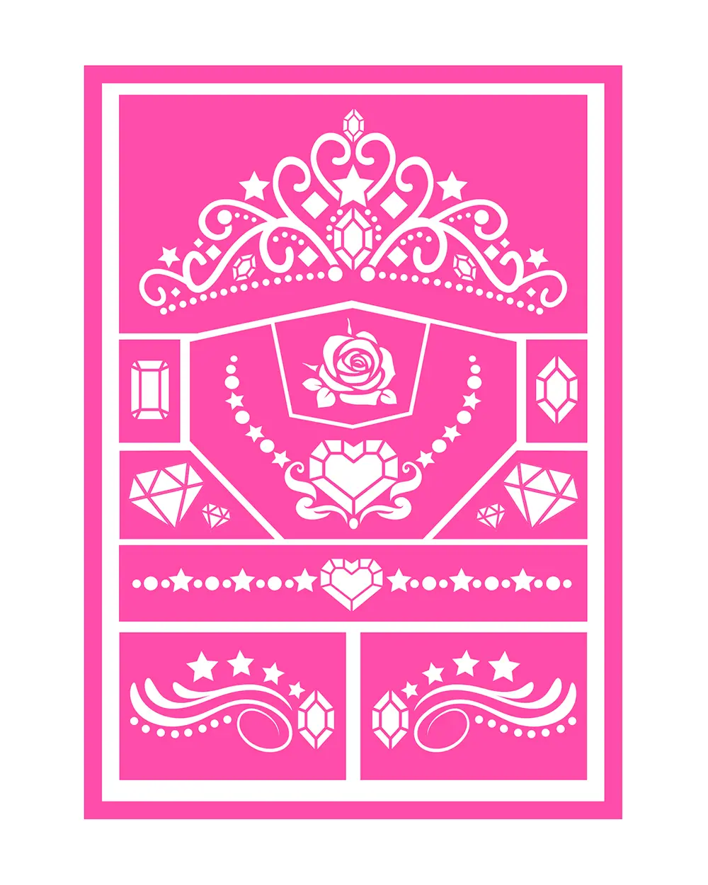 Selvklæbende prinsessesminkeskabelon til børn, 14 × 20 cm