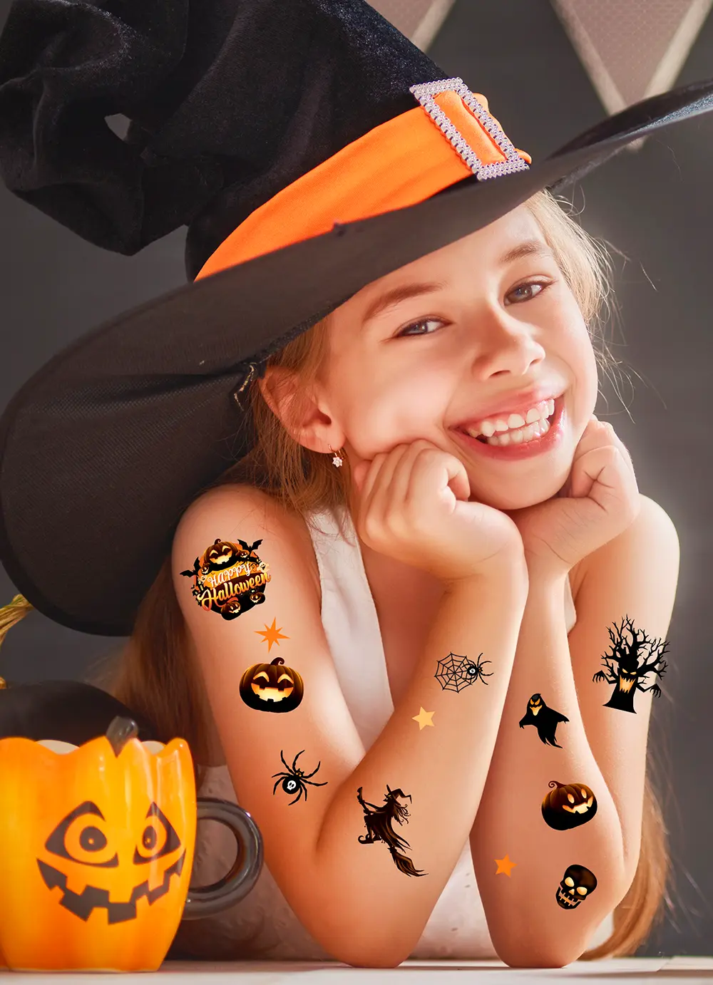 Ark med halloween-tatoveringer til børn, 14 × 22 cm