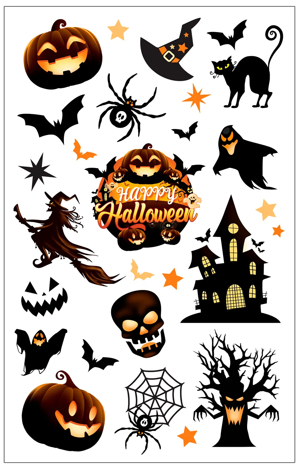 Ark med halloween-tatoveringer til børn, 14 × 22 cm