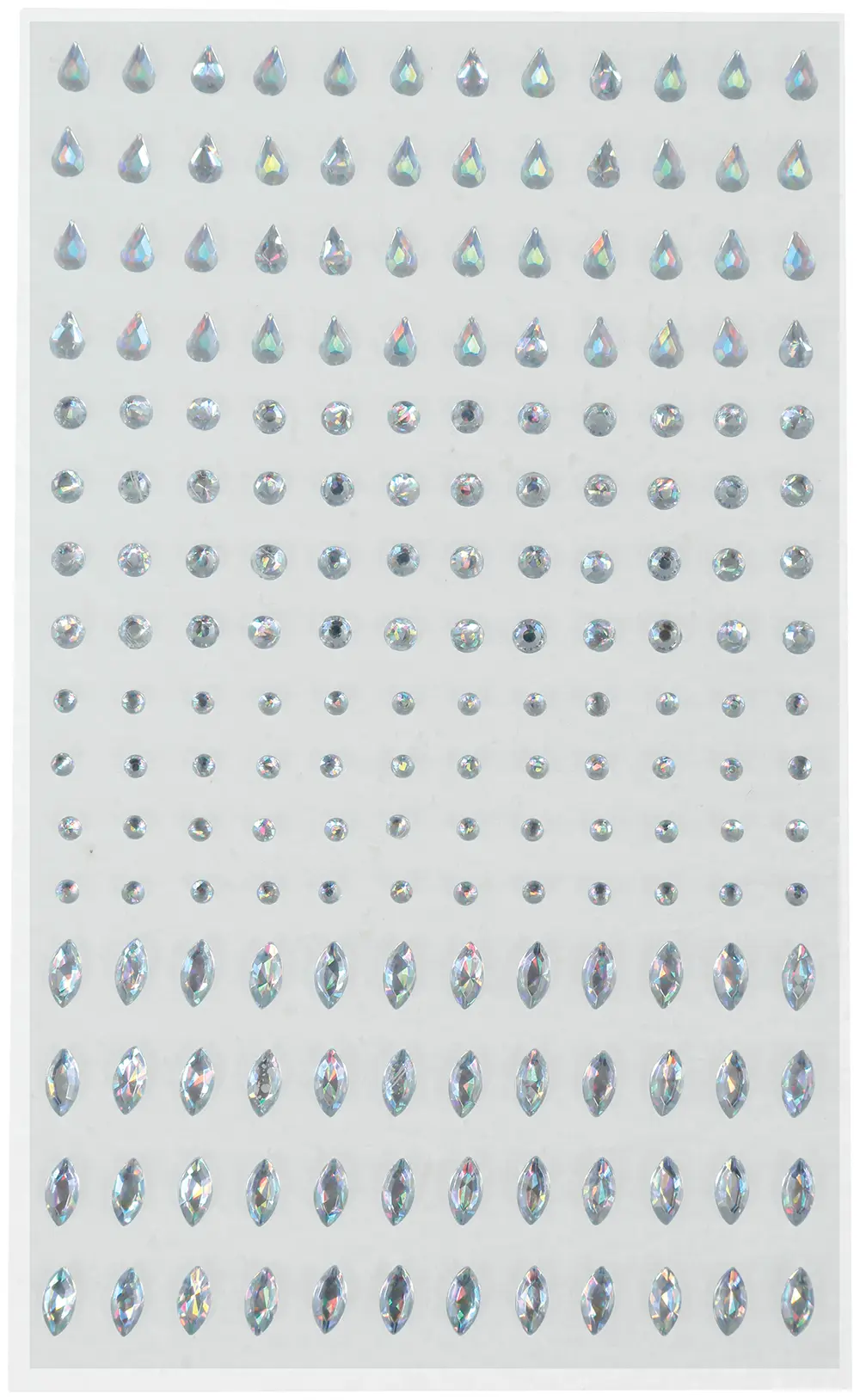 Assorterede rhinsten til ansigtet, 9 × 15 cm