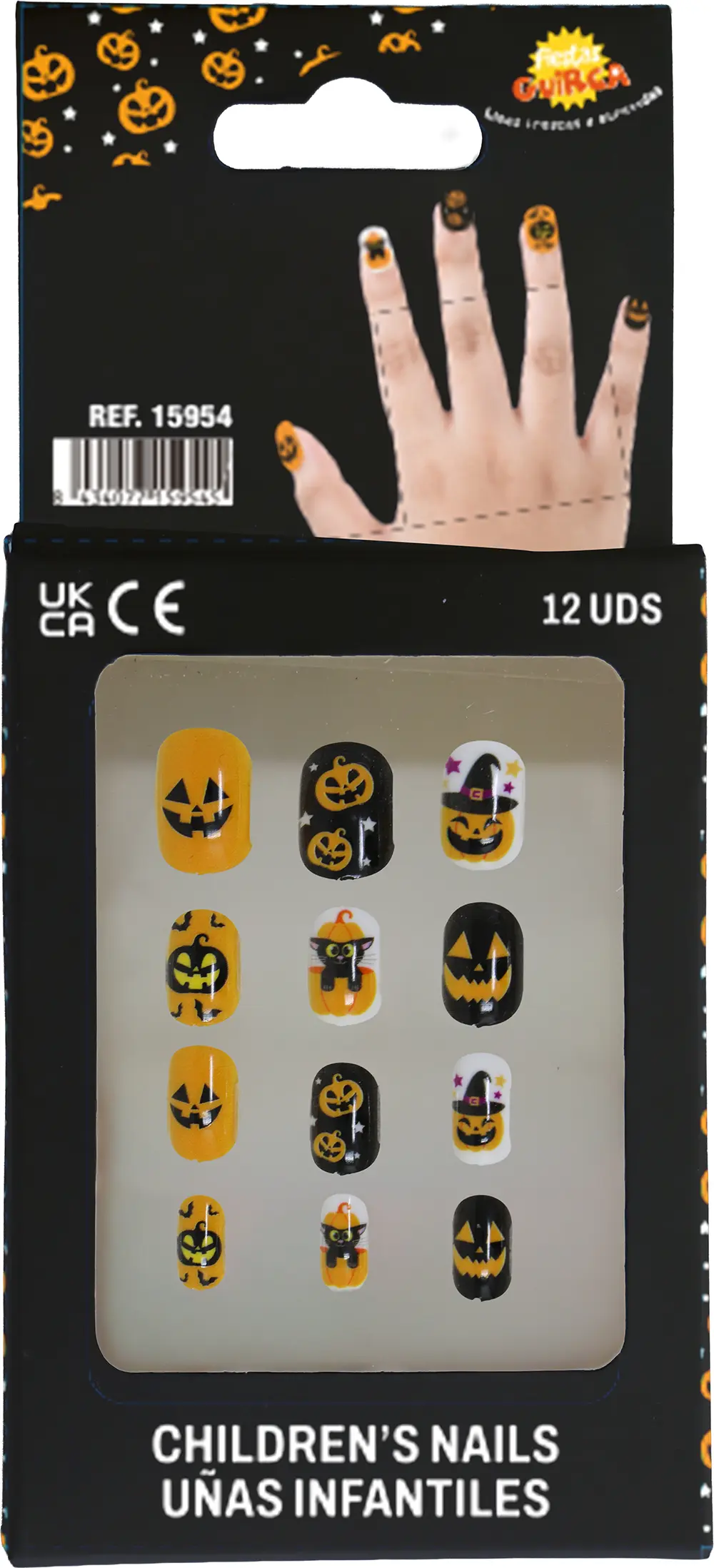 12 negle med lim til børn, halloweendesign 1