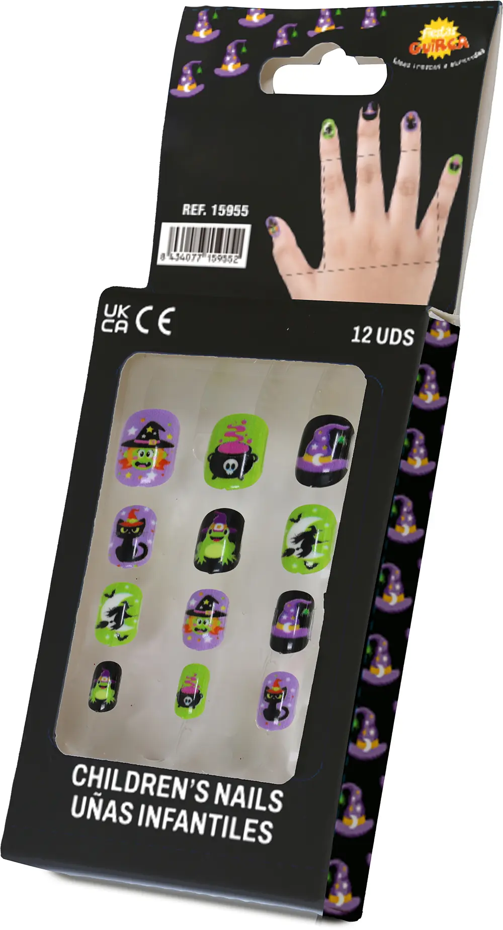 12 negle med lim til børn, halloweendesign 2