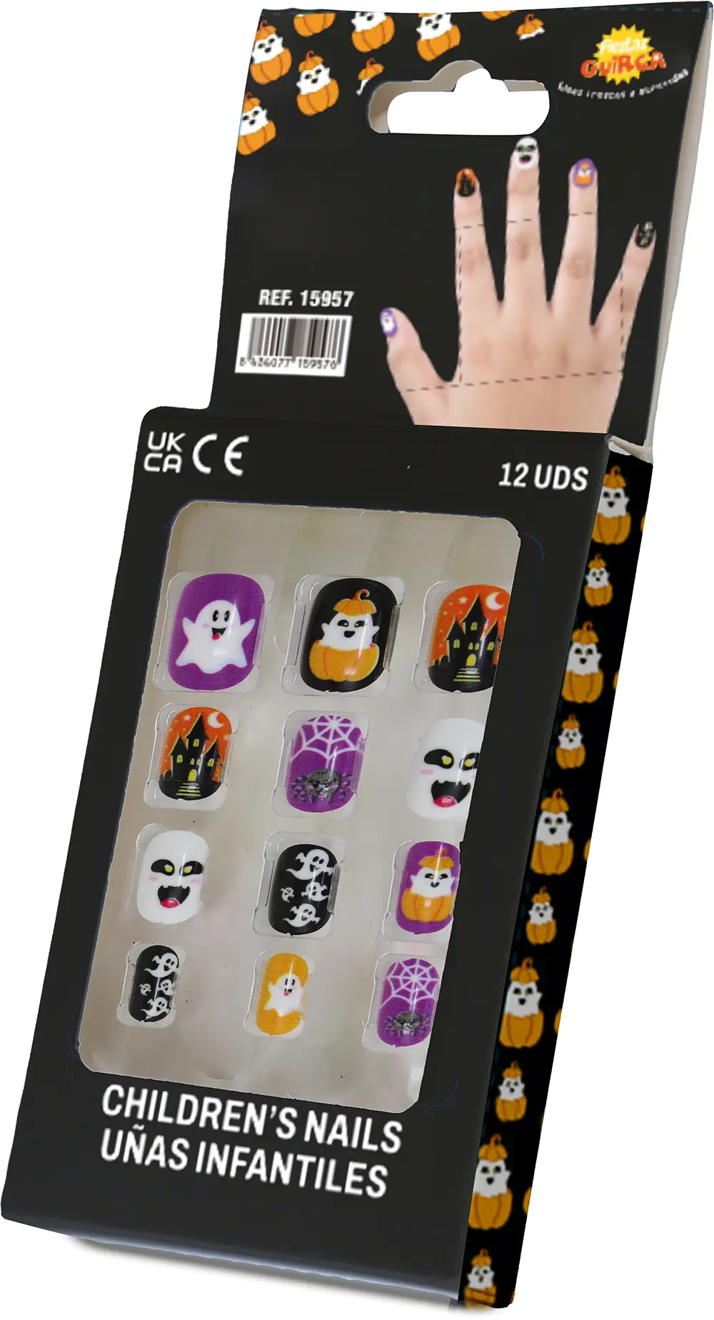 12 negle med lim til børn, halloweendesign 4