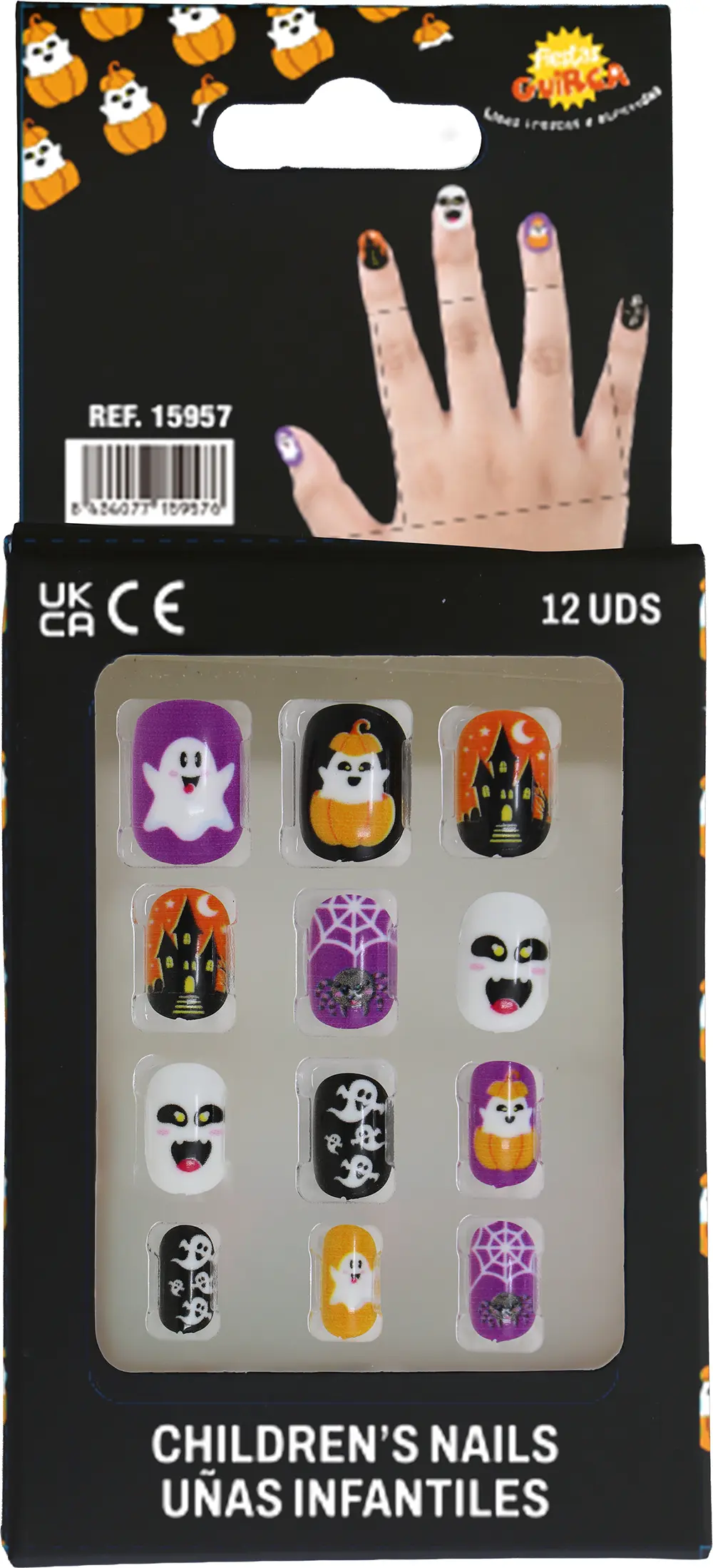 12 negle med lim til børn, halloweendesign 4