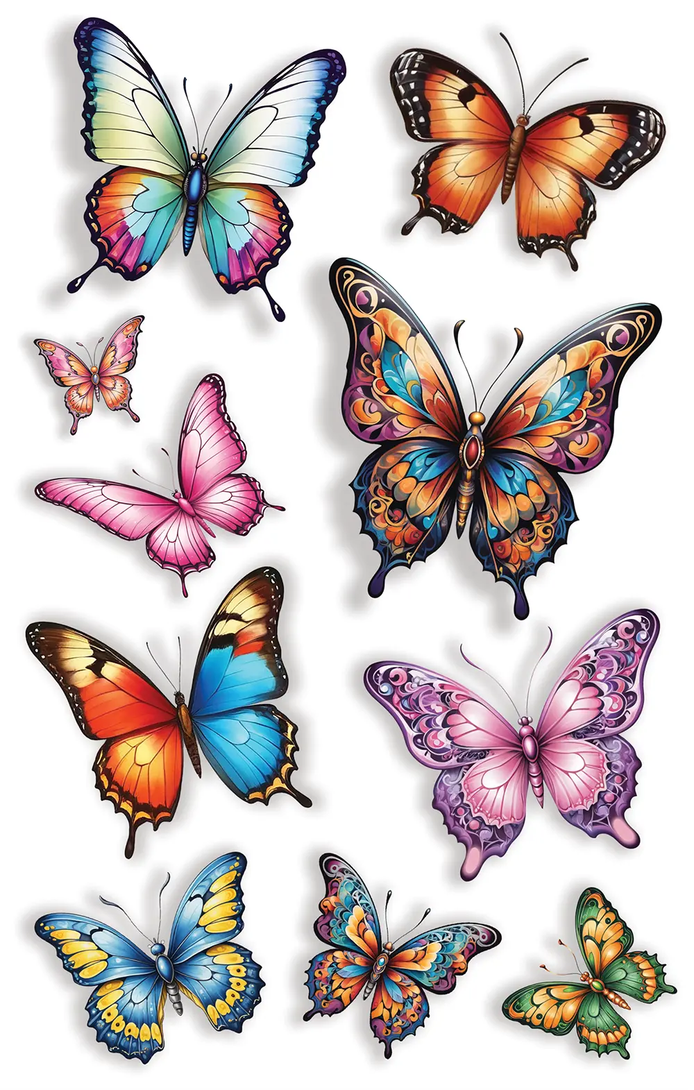 Ark med sommerfugletatoveringer, 14 × 30 cm