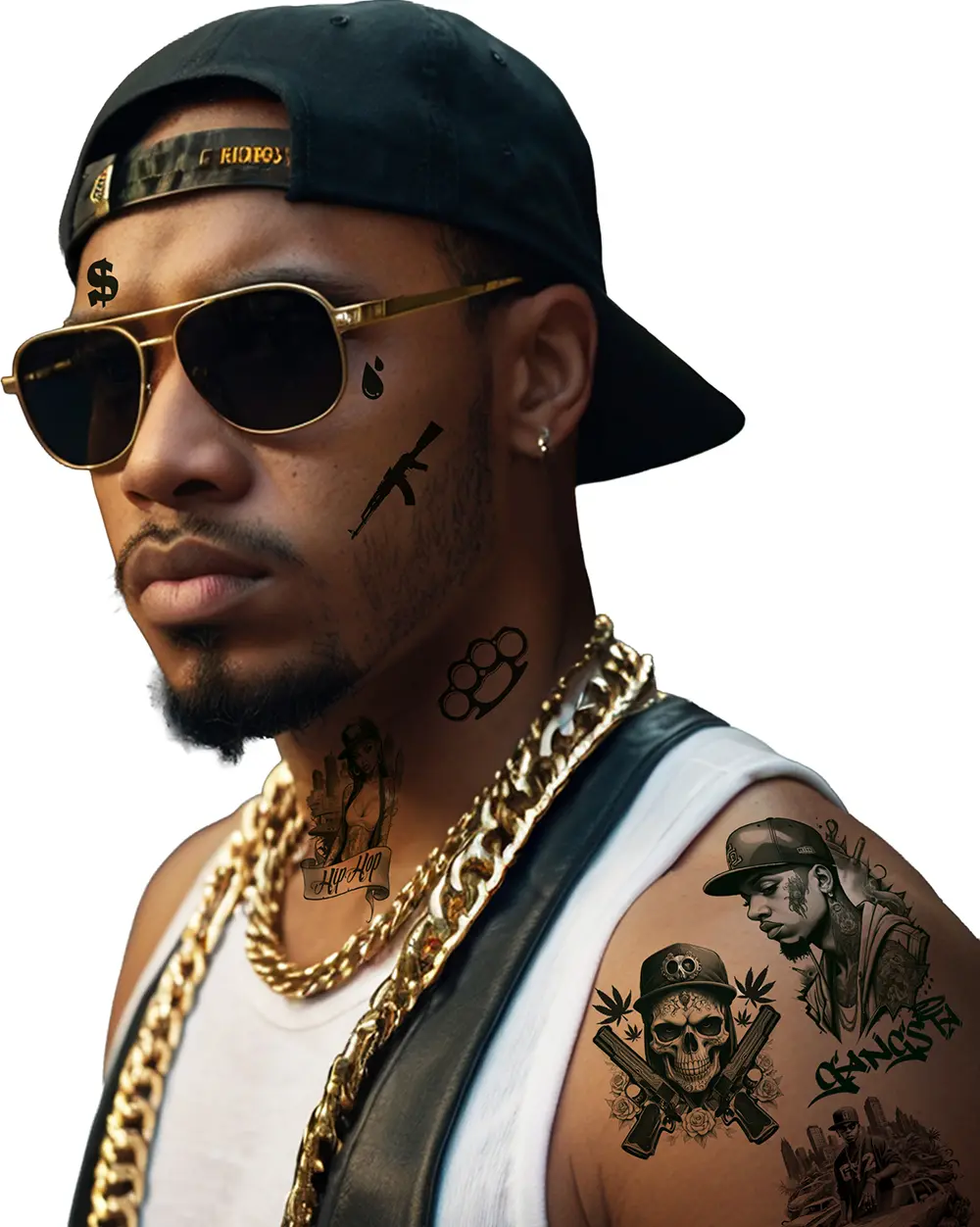 Tatoveringsark "Thug Life" 14 × 30 cm