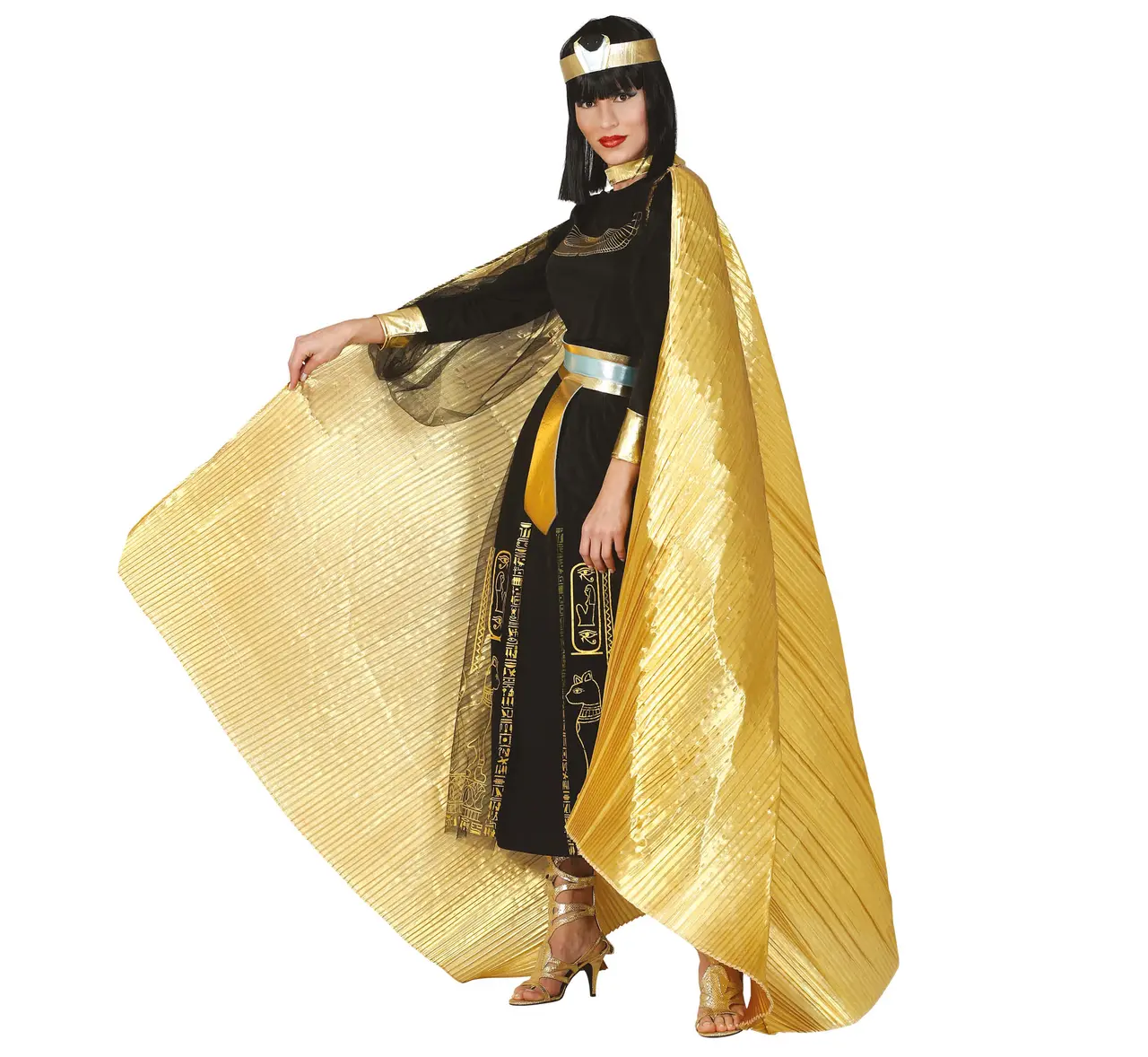 Plisseret kappe i guld, 285 × 135 cm