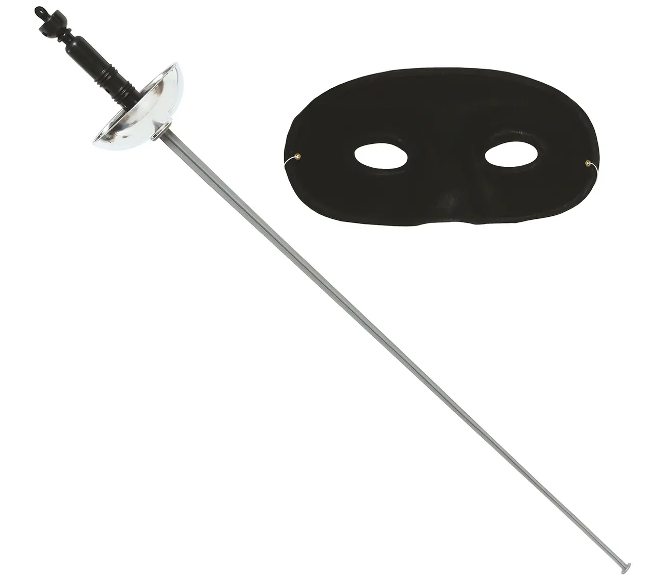 Sæt med maske og sølvfarvet fleuret, 63 cm