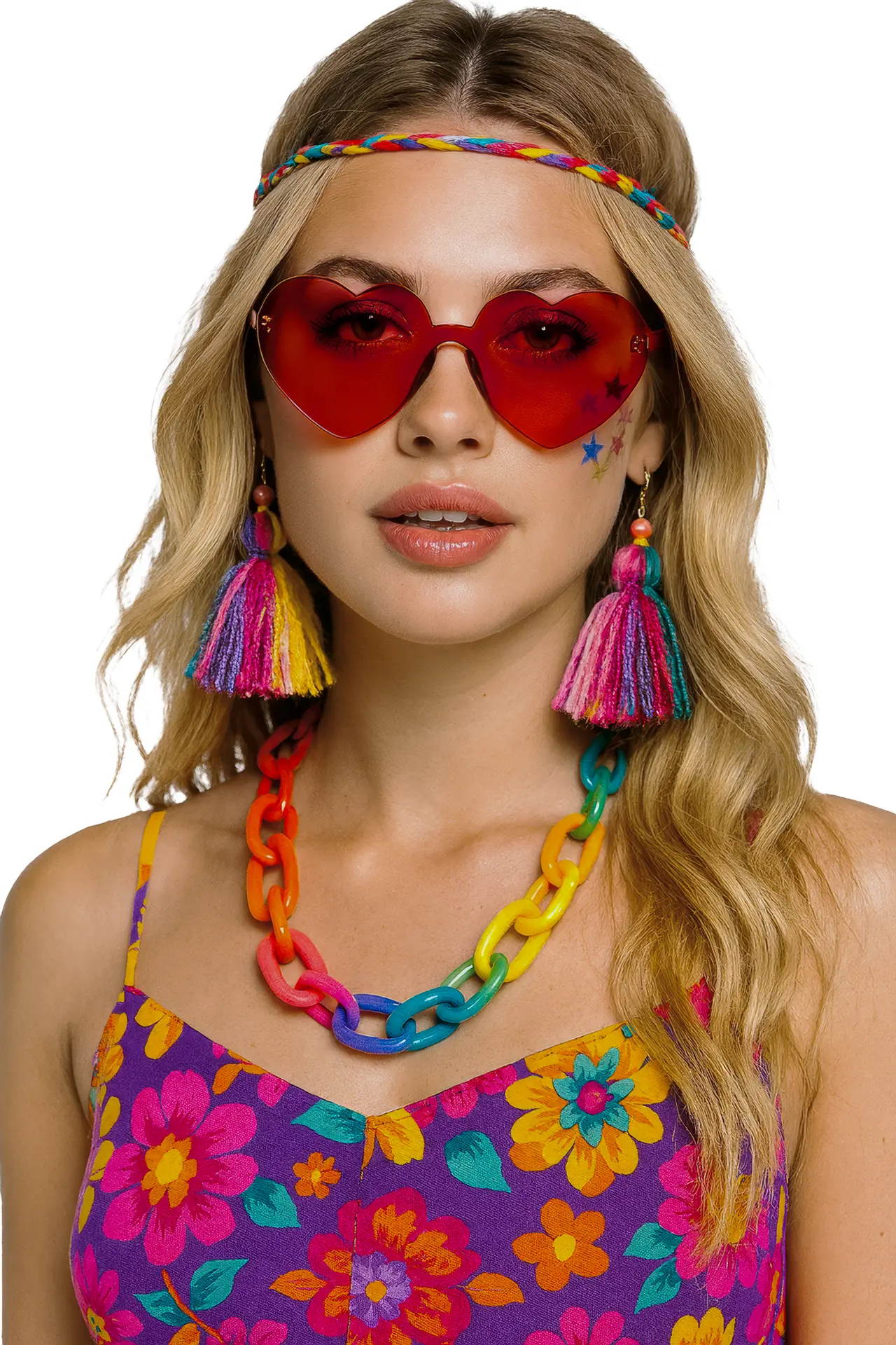 Gennemsigtige røde hjertebriller