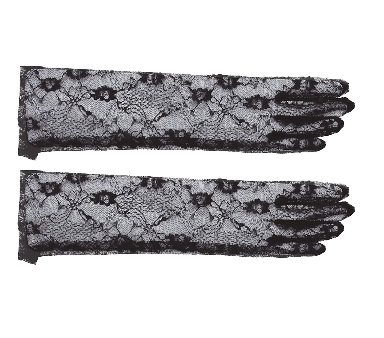 Gennembrudte handsker, 38 cm, sorte
