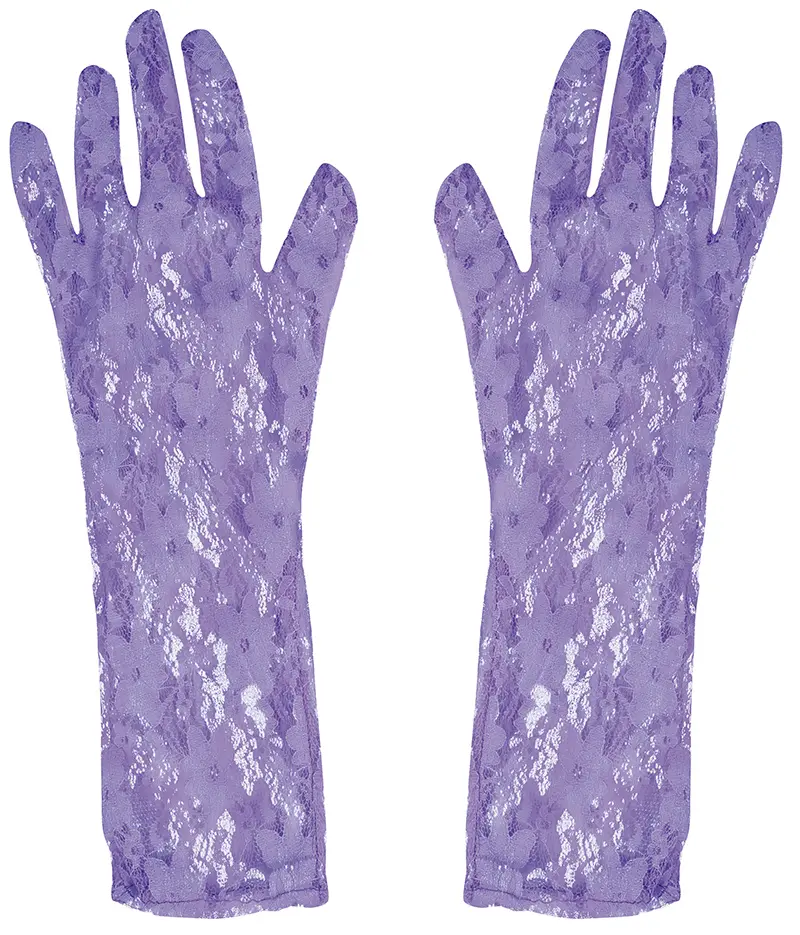 Gennembrudte handsker, 38 cm, lilla