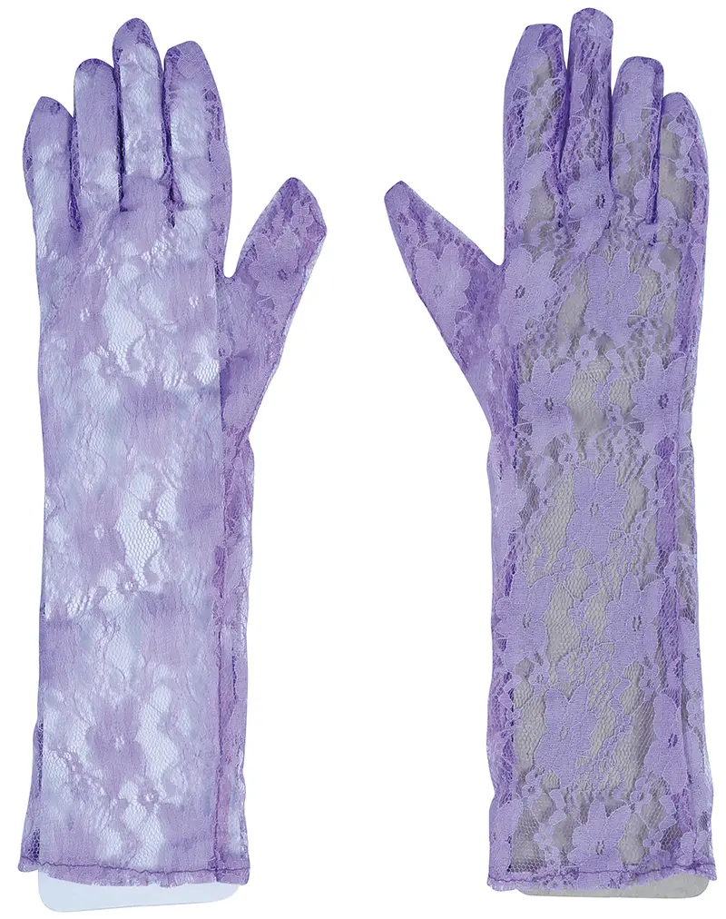 Gennembrudte handsker, 38 cm, lilla