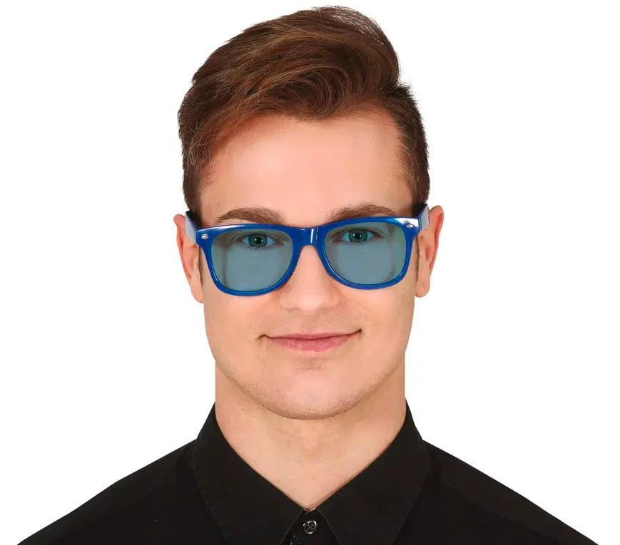 Blå briller med blå glas