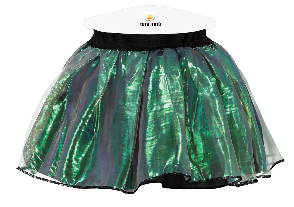 Grøn irisérende tutu, 30 cm, til børn