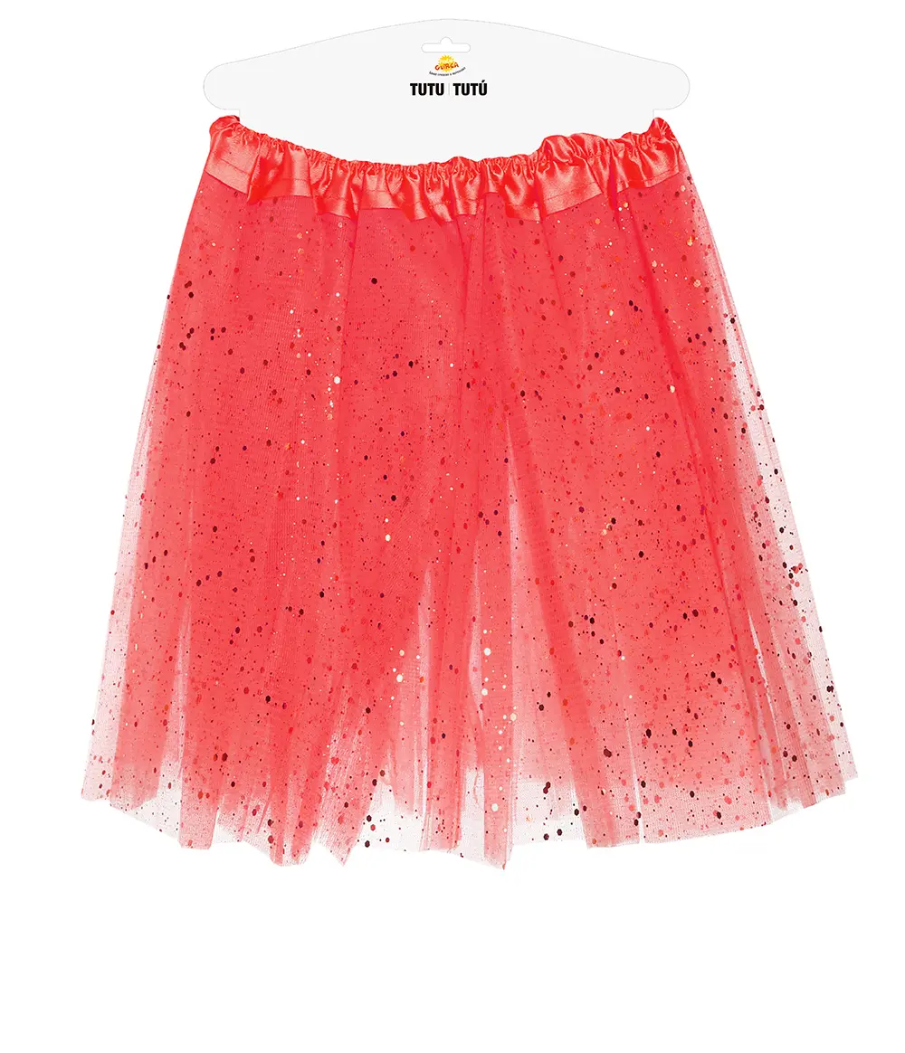 Rød tutu med glimmer, 40 cm
