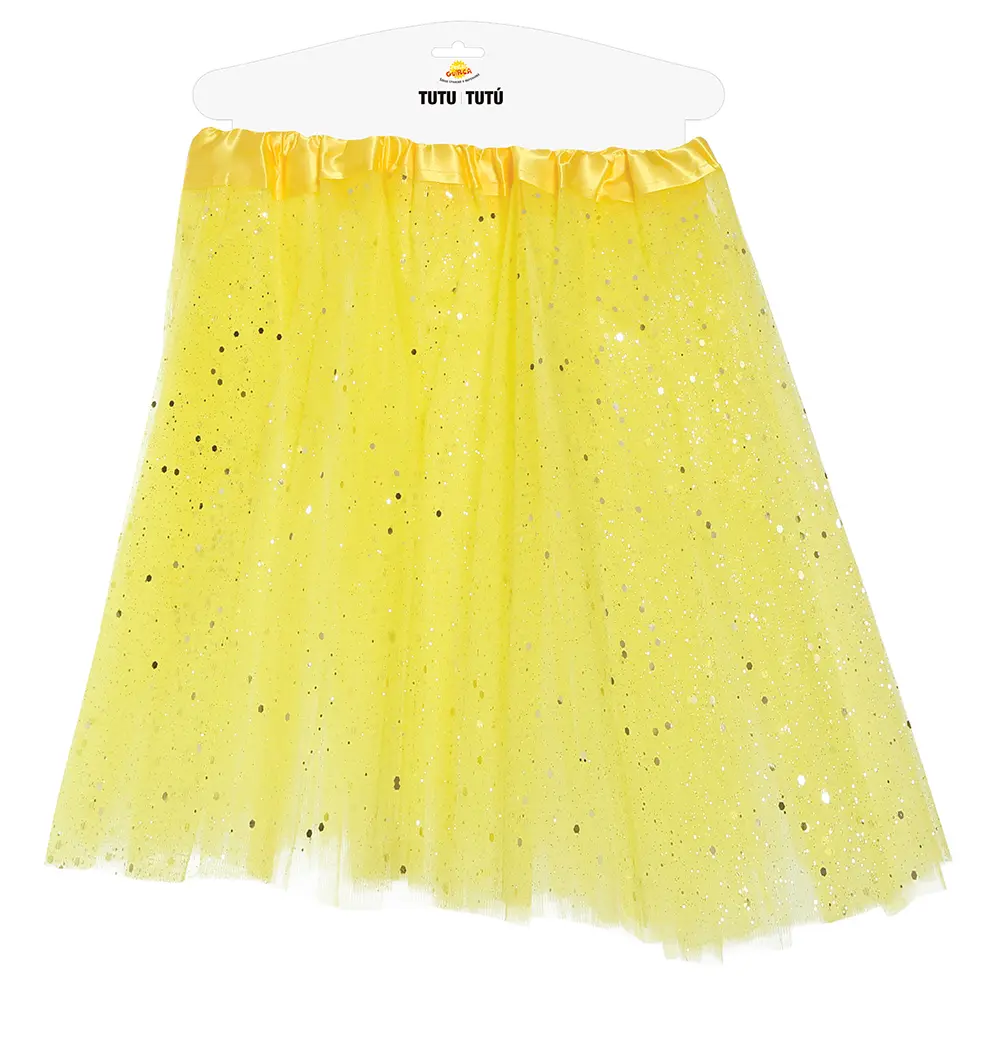 Gul tutu med glimmer, 40 cm