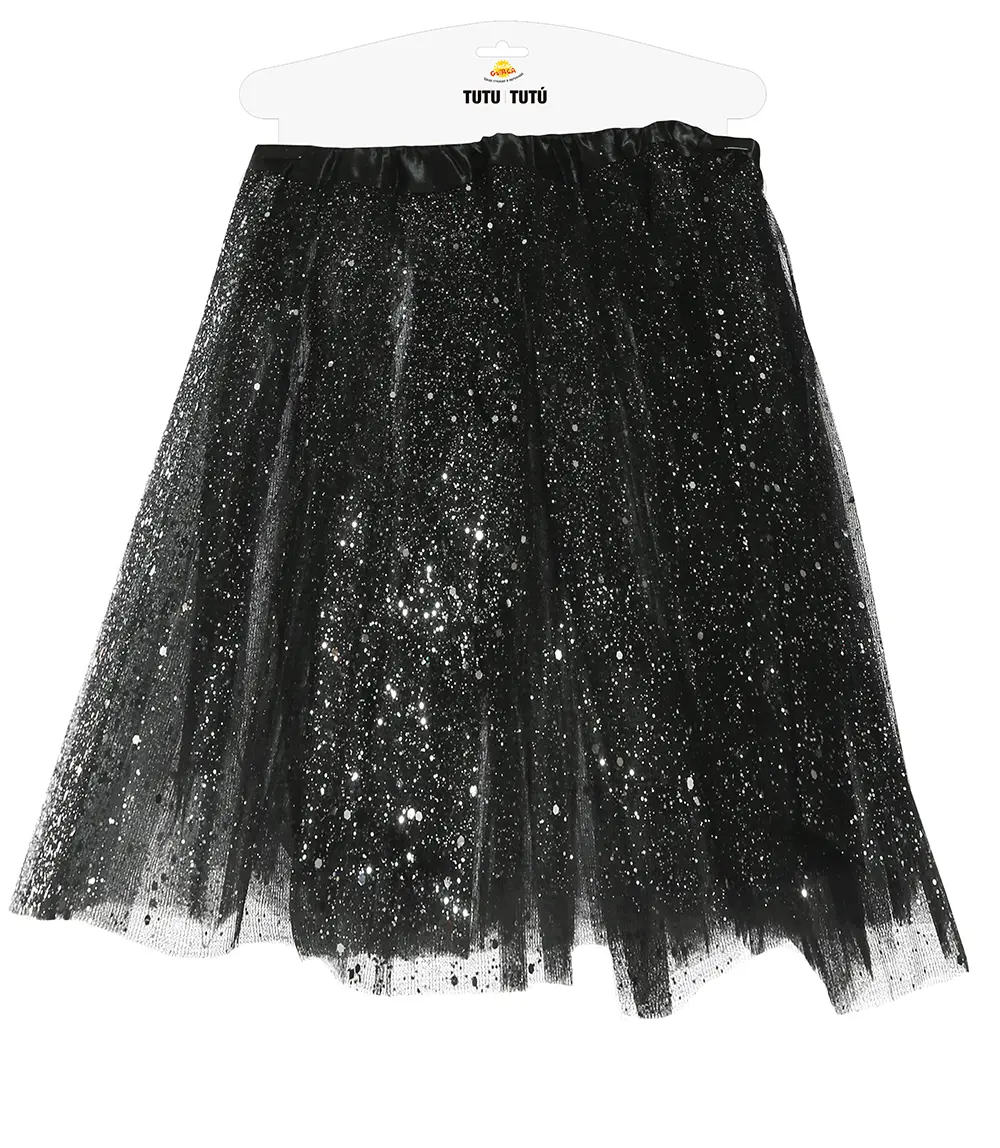 Sort tutu med glimmer, 40 cm