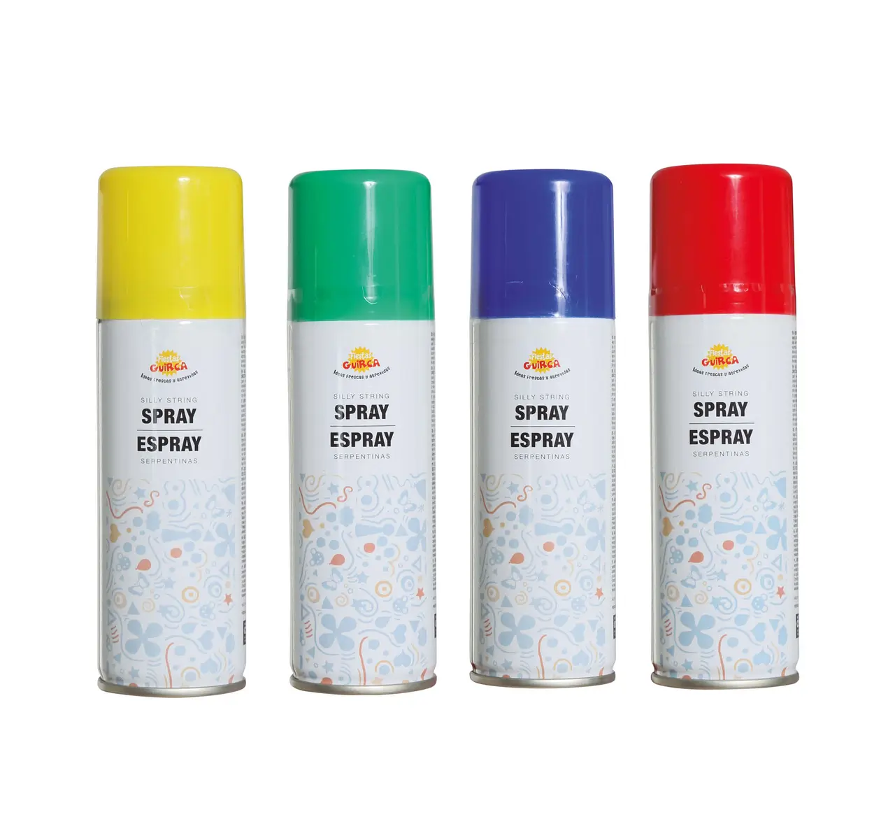 175 serpentinspray-dåse, 83 ml, gul/blå/rød/grøn/orange/fuchsia