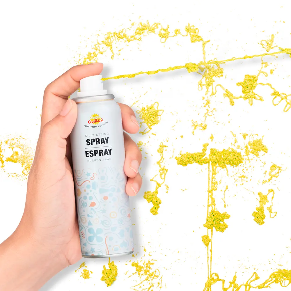 175 serpentinspray-dåse, 83 ml, gul/blå/rød/grøn/orange/fuchsia