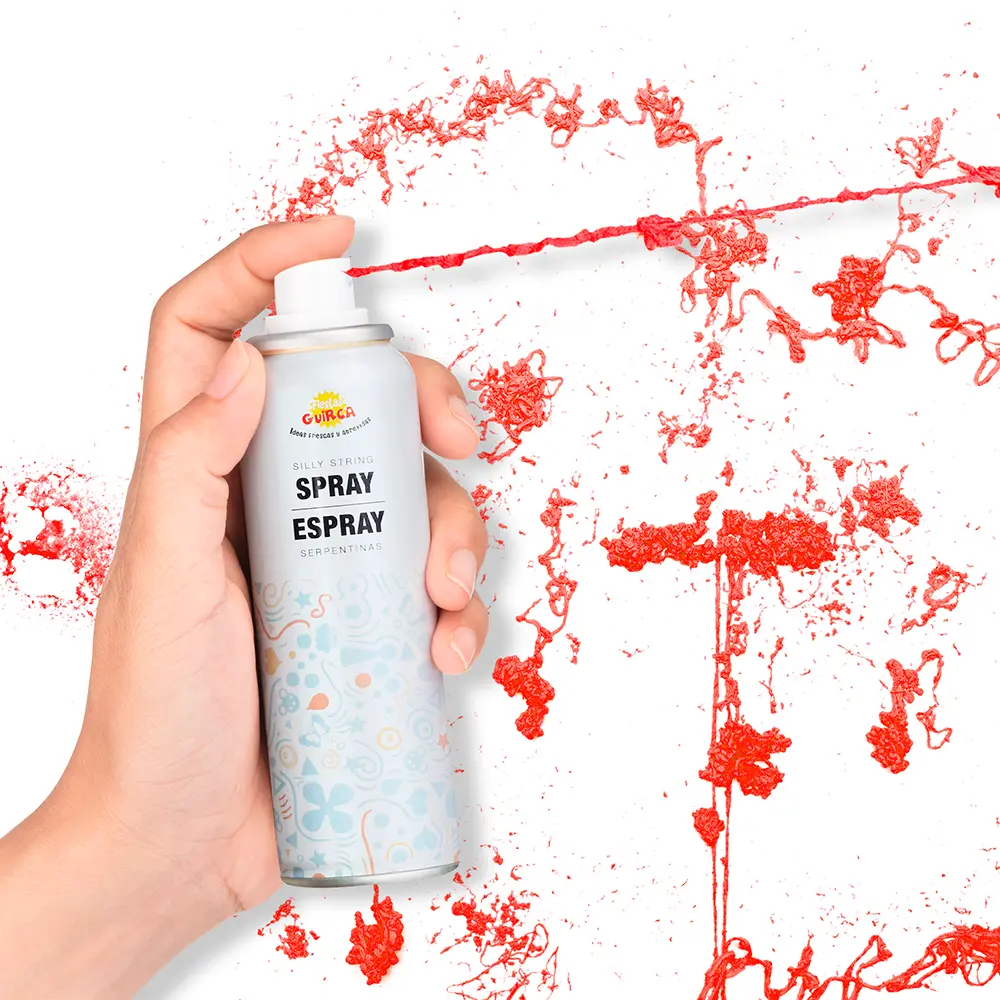 175 serpentinspray-dåse, 83 ml, gul/blå/rød/grøn/orange/fuchsia
