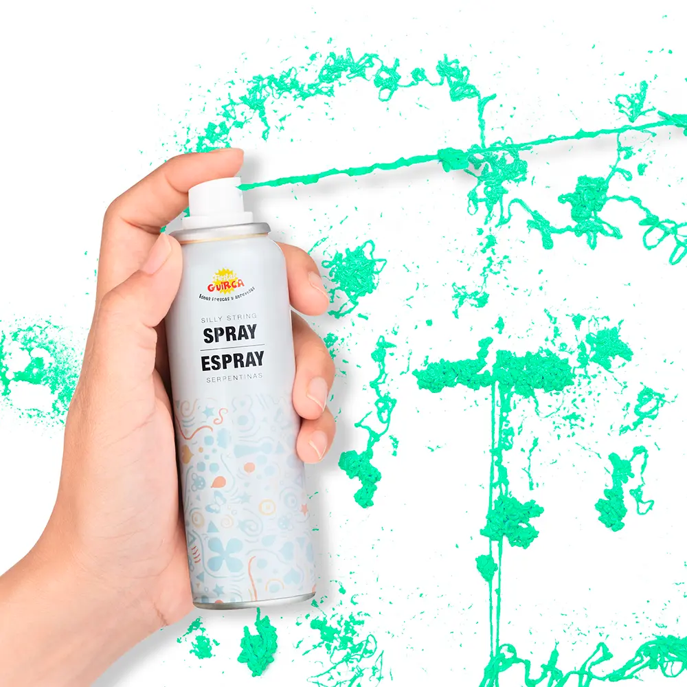 175 serpentinspray-dåse, 83 ml, gul/blå/rød/grøn/orange/fuchsia