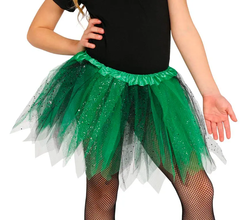 Sort/grøn tutu til børn, 30 cm
