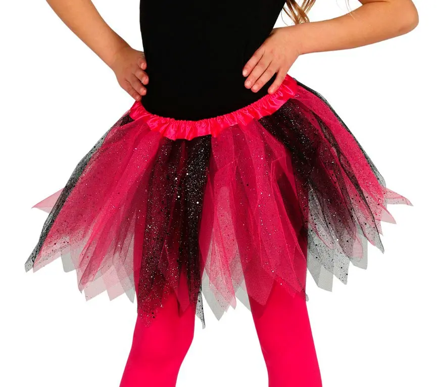 Sort/lyserød tutu til børn, 30 cm