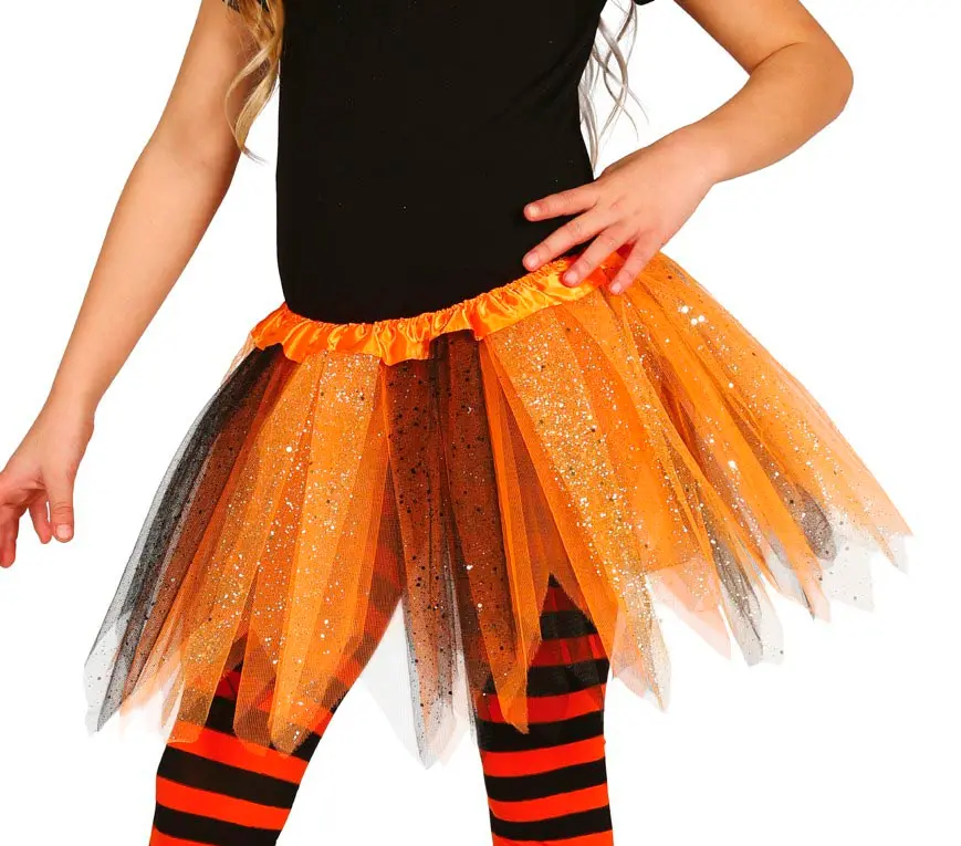 Sort/orange tutu til børn, 30 cm