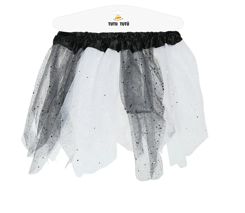 Sort/hvid tutu til børn, 30 cm