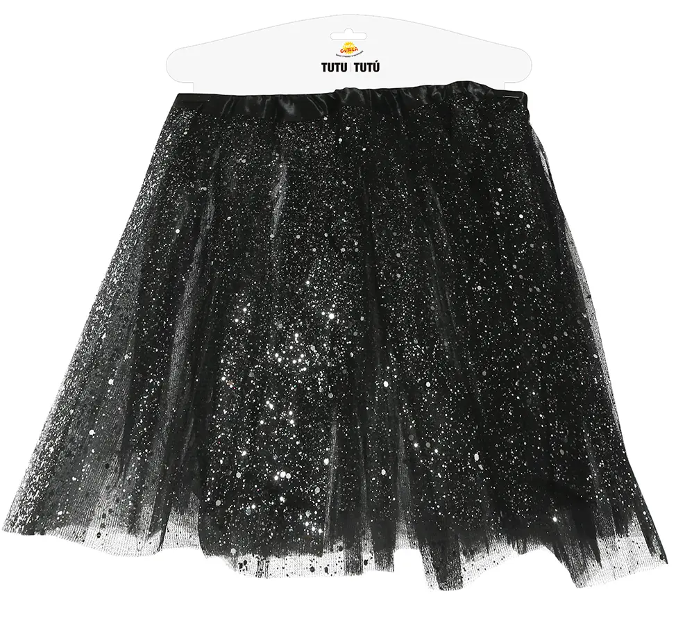 Sort tutu med glimmer til børn, 30 cm