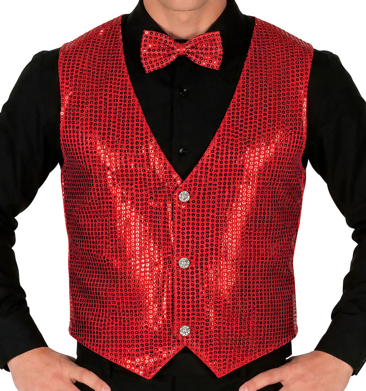 Rød pailletvest