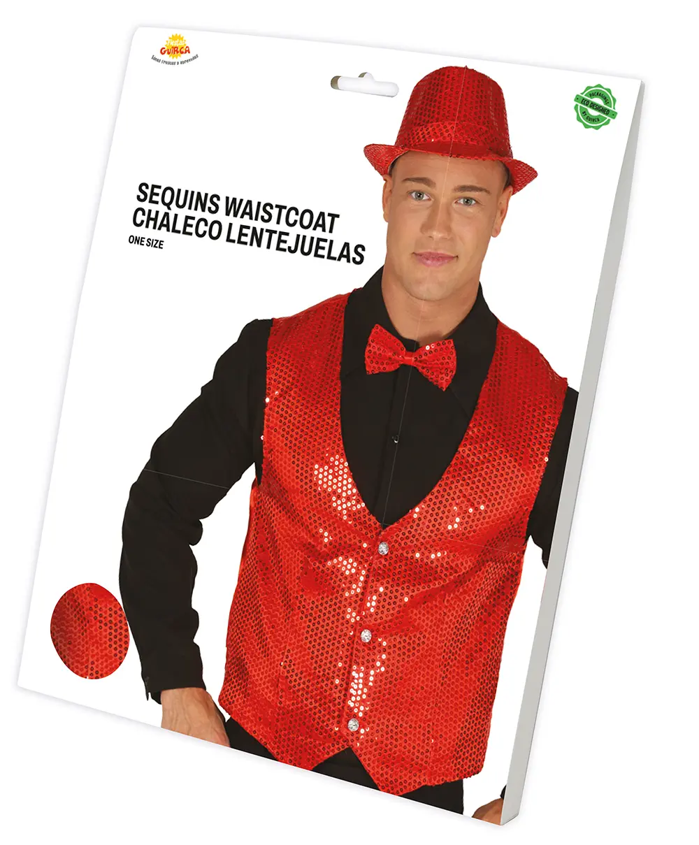 Rød pailletvest