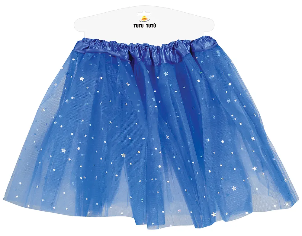 Blå tutu med stjerner 30 cm