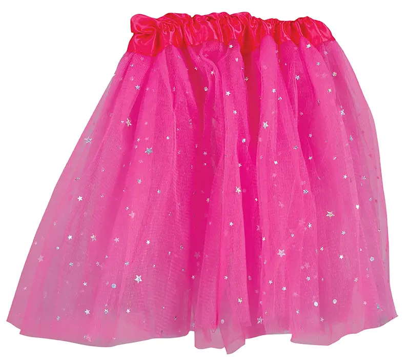 Fuchsiafarvet tutu med stjerner 30 cm
