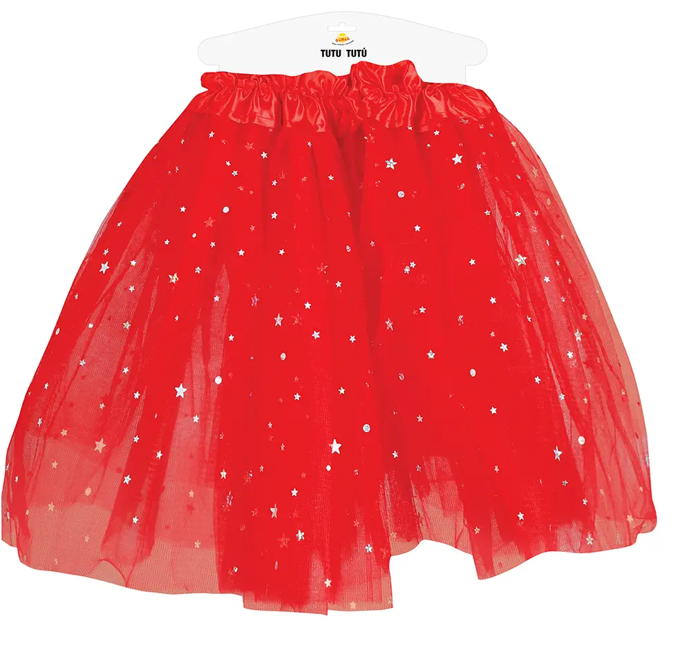 Rød tutu med stjerner 30 cm