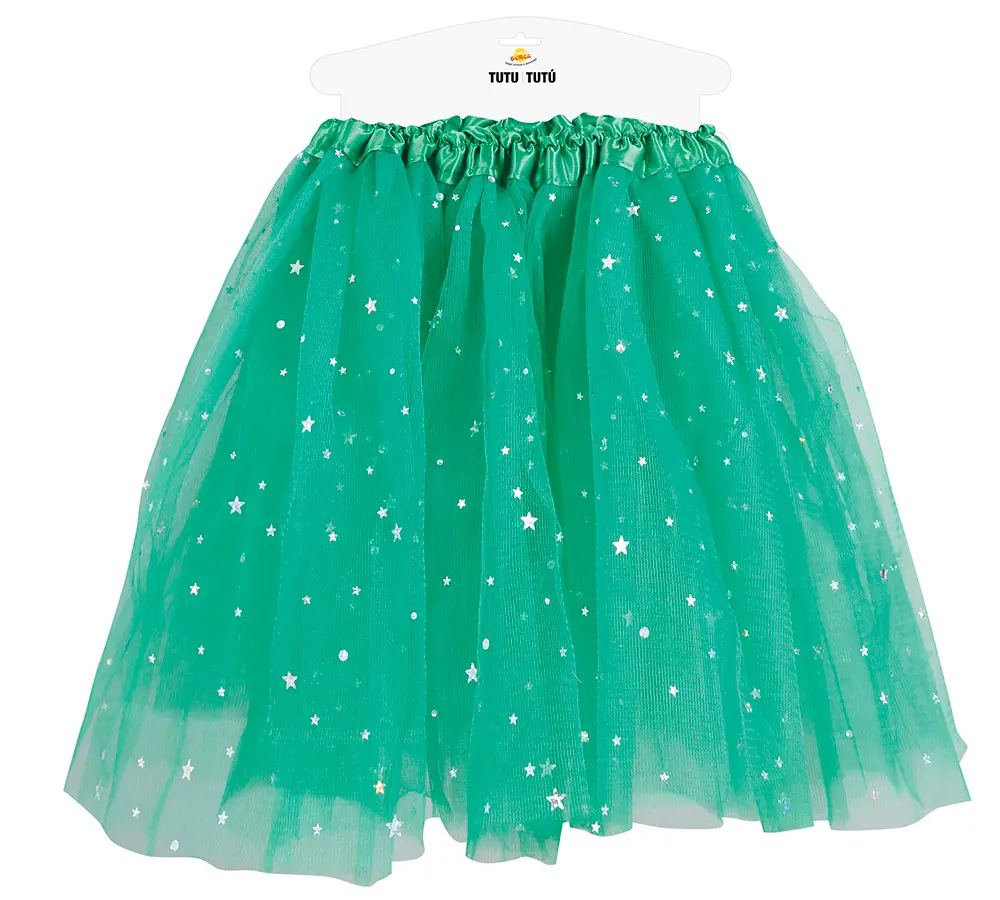 Grøn tutu med stjerner 30 cm